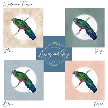 Trogon Moon Art Print – Vintage Japandi Style – Range Of Colours, 2 of 5