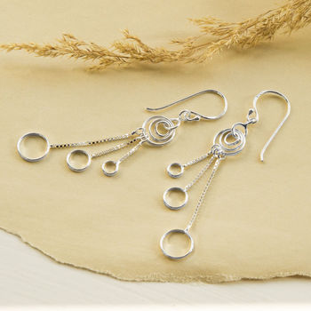 Sterling Silver Dangly Delicate Rings Earrings, 3 of 4
