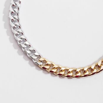 Silver And Gold Plated Two Colour Curb Chain Necklace, 8 of 11