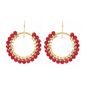 Cherry Red Jade And Gold Plated Handmade Christmas Drop Hoop Earrings, thumbnail 1 of 3