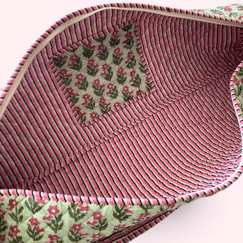 Yoga Mat Bag | Mint Green And Pink Flower Print, 5 of 5