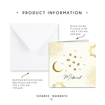 Ramadan Mubarak Typography Card In Cream And Black, 2 of 3
