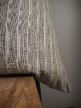 Charcoal Stripe Square Linen Scatter Cushion, 3 of 8