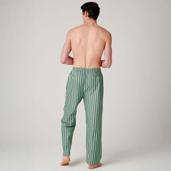 Men's 'Green Flash' Stripe Crisp Cotton Pyjama Trousers, 3 of 4