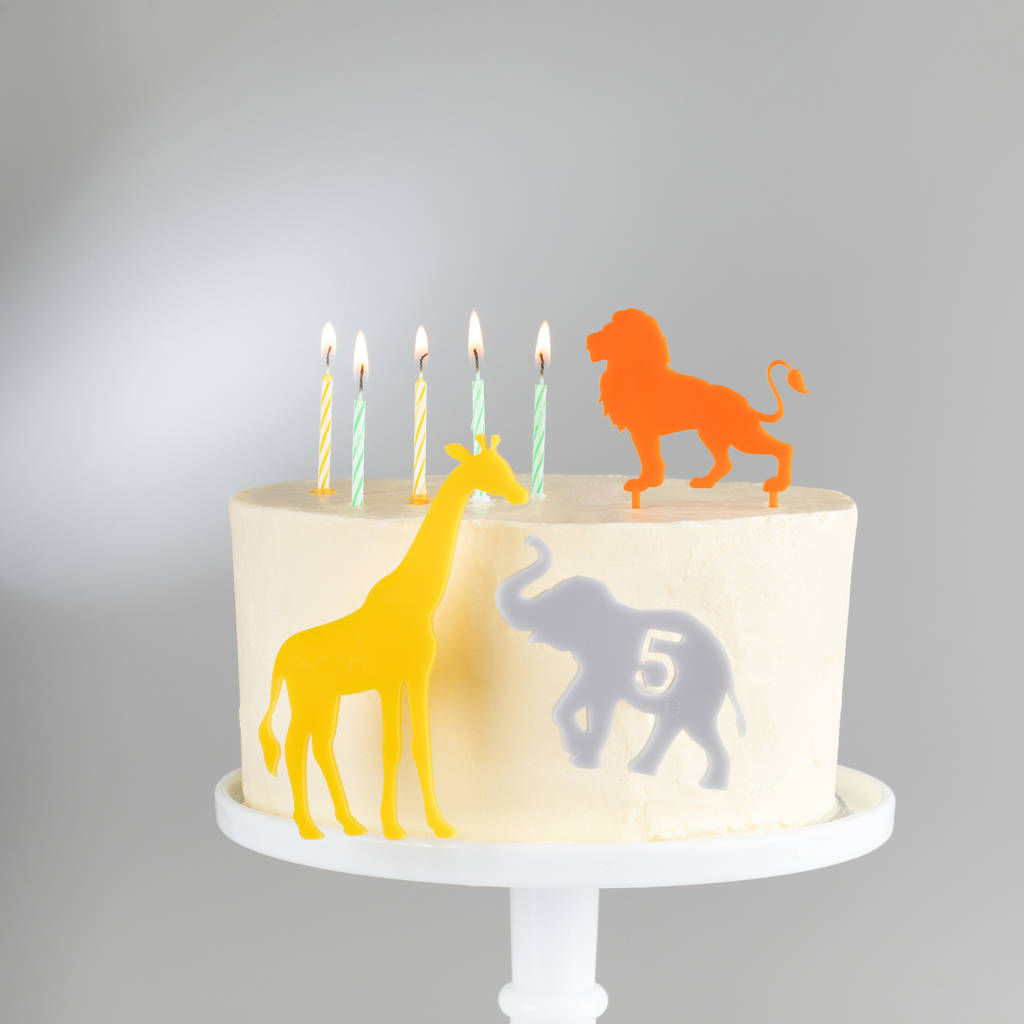 Personalised Acrylic Lion Safari Animal Birthday Cake Topper Decoration