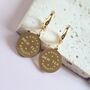 Rich Tea Biscuit Gold Plated Huggie Hoop Earrings, thumbnail 4 of 6