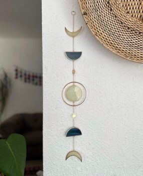 Glass Moon Phases Wall Hanging With Brass Details, 9 of 9
