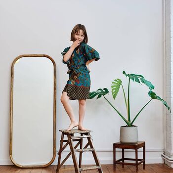 Children's Emerald Batik Kimono Robe | Dressing Robe, 2 of 5
