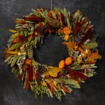 Bright Autumn Dried Flower Wreath, 3 of 5