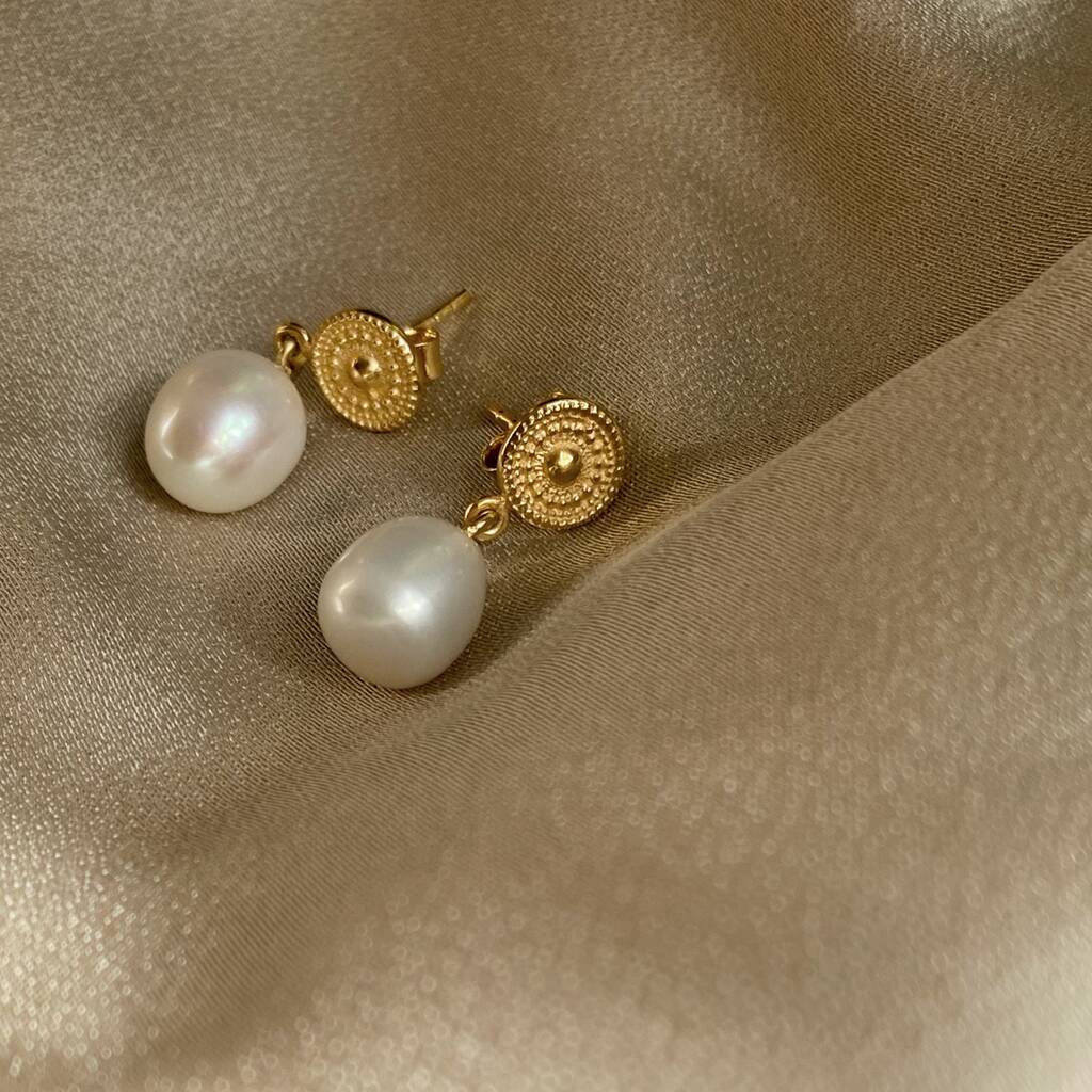 Pearl Solstice Earrings In Silver Or Gold Vermeil, 1 of 12