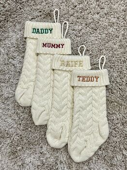 Personalised Embroidered Knitted Christmas Stocking, 2 of 12