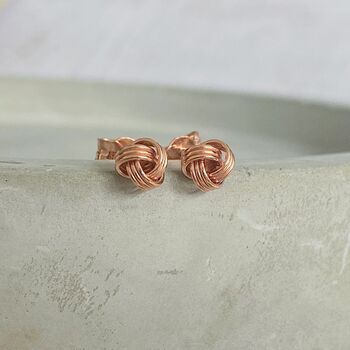 Rose Gold Knot Wedding Earrings – I Couldnt Tie The Knot Without You, 2 of 5