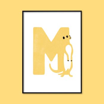 M For Meerkat Children's Initial Print, 3 of 3