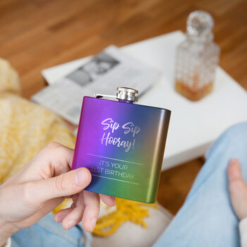 'Sip Sip Hooray' Personalised Birthday Hip Flask, 3 of 10