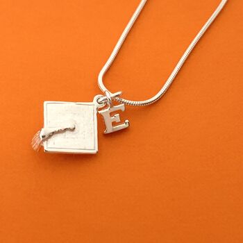 Personalised Sterling Silver Graduation Hat Necklace, 3 of 4
