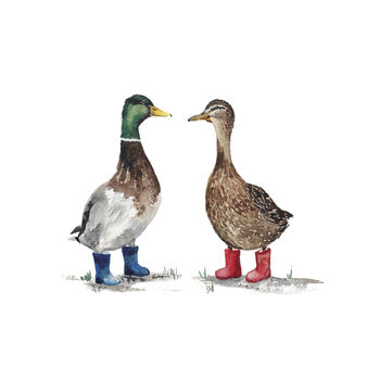 Ducks In Wellies Hand Painted Greetings Card, 2 of 2