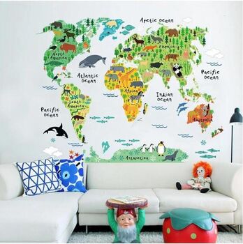 Educational Fun Kid’s World Map Wall Decal, 3 of 4