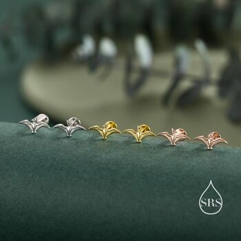 Extra Tiny Pterosaurs Flying Dinosaur Internally Threaded Flat Back Earrings In Sterling Silver, 5 of 10
