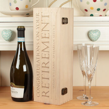 Personalised Engraved Retirement Hinged Bottle Gift Box, 2 of 3