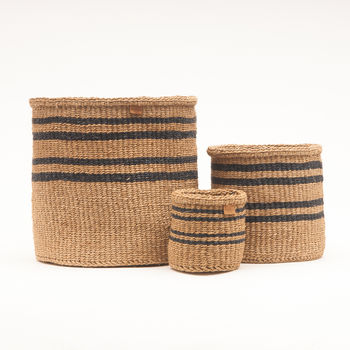 Thin Stripe Charcoal And Natural Storage Basket, 2 of 8