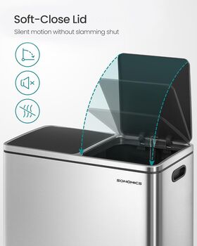 Dual Rubbish Bin Recycling Pedal Trash Can, 5 of 7
