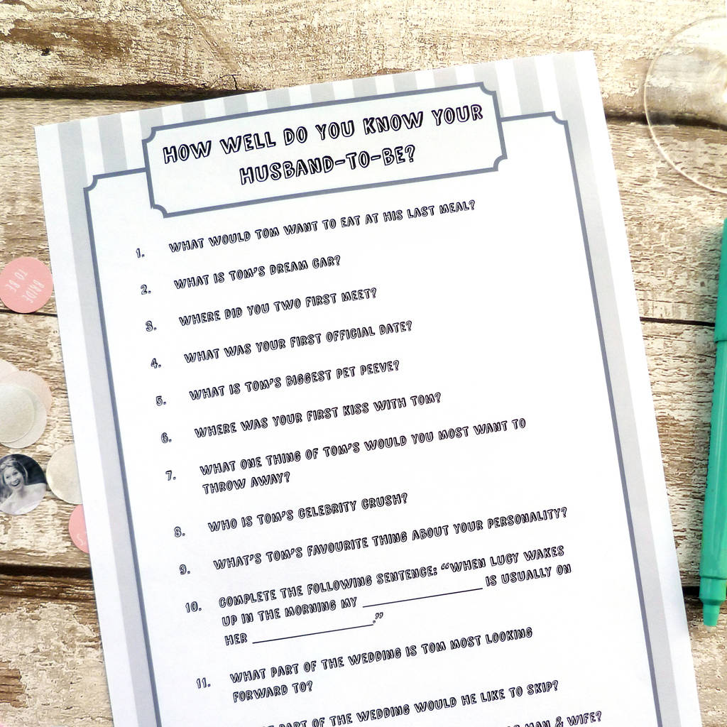 Personalised How Well Do You Know Husband To Be Quiz By Oops A Doodle