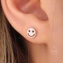 Starry Eyed Face Stud Earrings In Sterling Silver, thumbnail 3 of 10