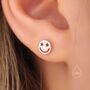 Starry Eyed Face Stud Earrings In Sterling Silver, thumbnail 3 of 11