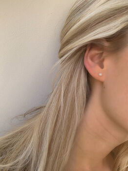 Small Silver Real Pearl Stud Earrings, 2 of 3