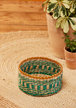 Round Stripe Seagrass Basket, 5 of 6