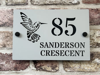 Personalised Hummingbird Design House Acrylic Number Sign, 8 of 10
