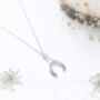 Dainty Wishbone Sterling Silver Necklace Good Luck Gift, thumbnail 2 of 6