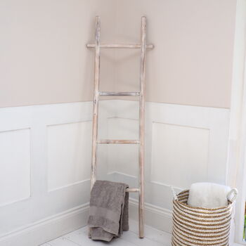 White Wooden Towel Ladder Bathroom, 5 of 8