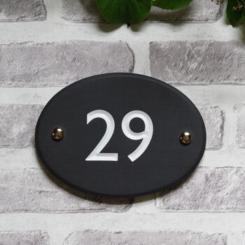 Engraved Oval Slate House Number. Choice Of Font, 2 of 6