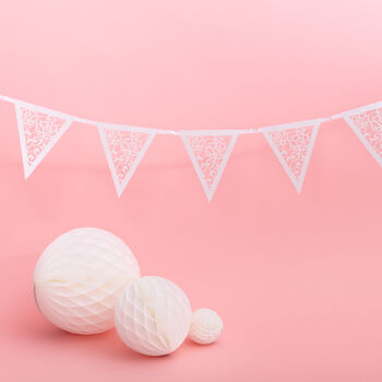 White Lace Effect Paper Wedding Bunting, 2 of 2