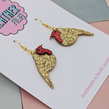 Christmas Robin Glitter Resin Earrings, 2 of 4