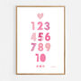 Numbers Pink Scandi Nursery Print, thumbnail 4 of 5