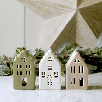 Light Up Christmas Ceramic Gabled Houses Set, 2 of 3