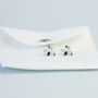 Sterling Silver Blue Leaf Stud Earrings, thumbnail 5 of 5