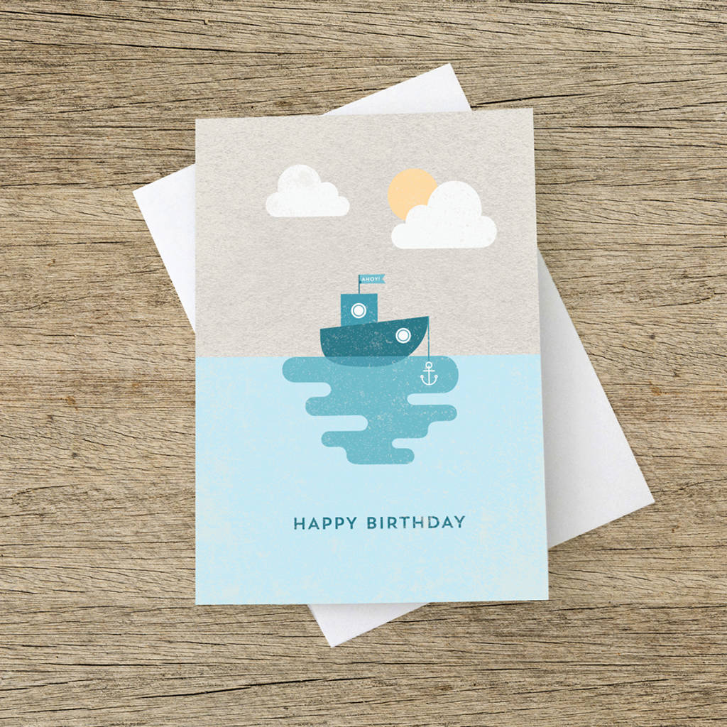 'Happy Birthday' Boat And Anchor Card