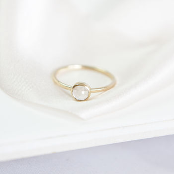 Elba Ring // Rose Quartz And Gold Stacking Ring, 3 of 5