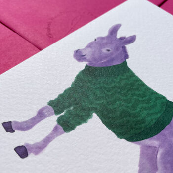 Purple Donkey Illustrated Blank Greeting Card, 7 of 11