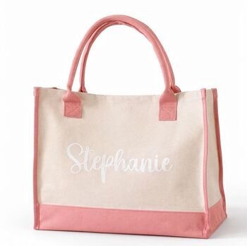 Personalised Heidi Square Canvas Beach Shopper Tote Bag, 4 of 4