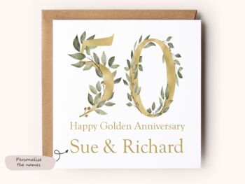 Personalised Golden Wedding Anniversary Card, 2 of 2