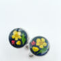 Cufflinks Real Yellow Flowers Leaves Hand Made Stainless Steel 12mm, thumbnail 4 of 10