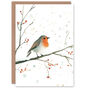 Robin Bird Snow Winter Berry Tree Xmas Christmas Card, thumbnail 1 of 4