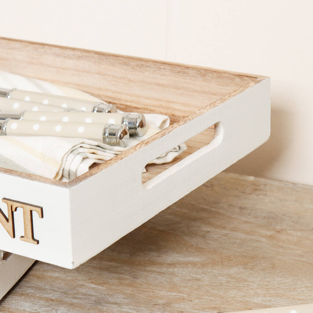 Set Of Two French Country Style Wooden Trays By Dibor