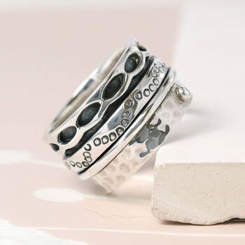 Personalised Sterling Silver Textured Spinning Ring, 4 of 10