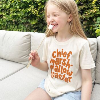 'Chief Marshmallow Toaster' Organic Cotton Kids' T Shirt, 3 of 8