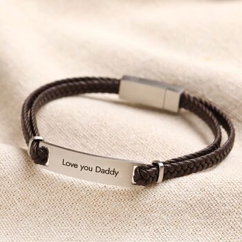 Personalised Men's Double Braided Leather Bracelet, 4 of 11